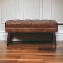 Harbour Brown Leather Bench Artisan