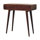 Chestnut Curved Hallway Table w/2-Drawers Artisan