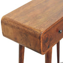 Chestnut Curved Hallway Table w/2-Drawers Artisan