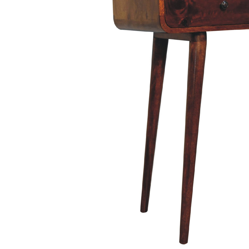 Chestnut Curved Hallway Table w/2-Drawers Artisan