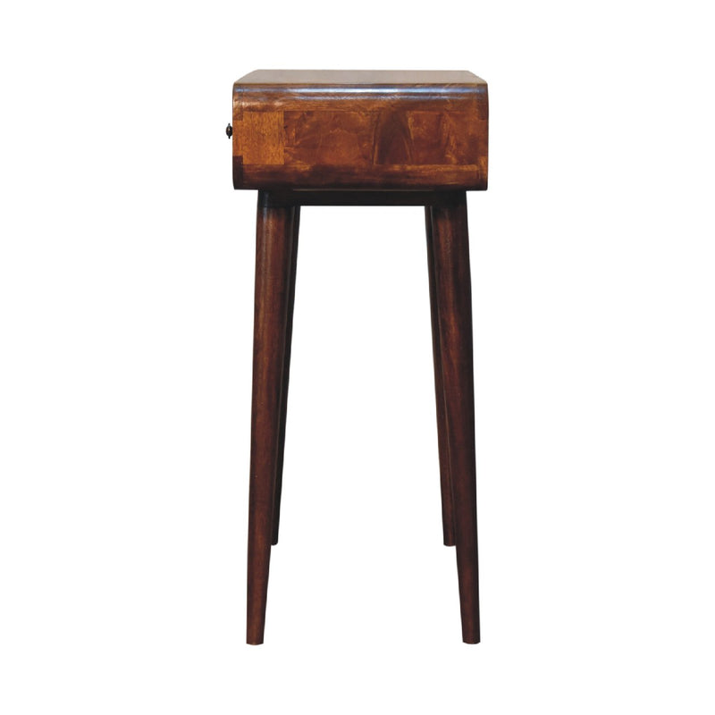 Chestnut Curved Hallway Table w/2-Drawers Artisan