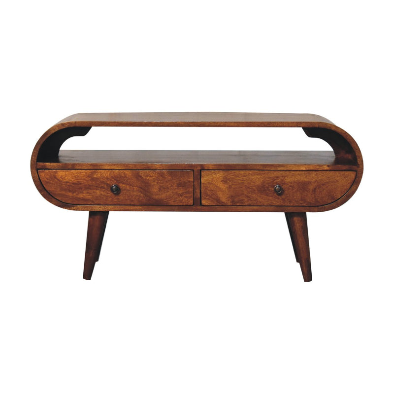 Chestnut Circular TV Stand Artisan
