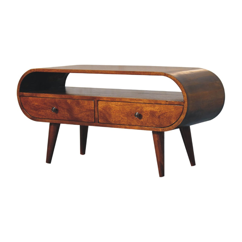 Chestnut Circular TV Stand Artisan