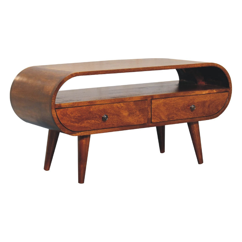 Chestnut Circular TV Stand Artisan