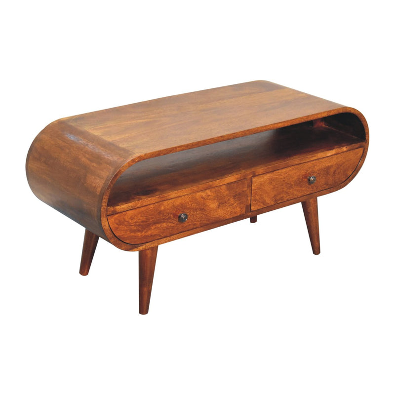 Chestnut Circular TV Stand Artisan