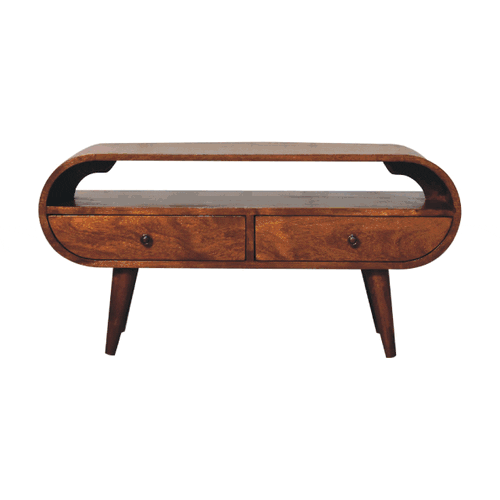 Chestnut Circular TV Stand Artisan