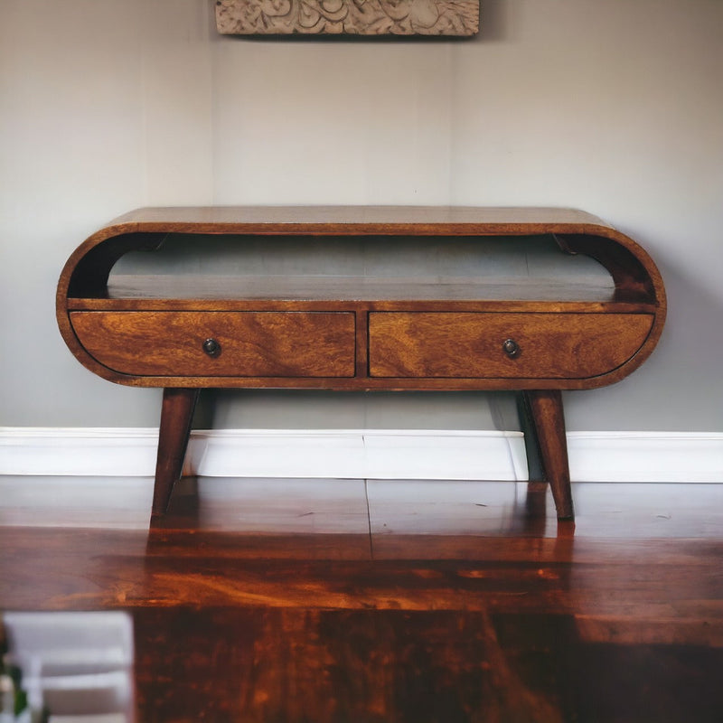 Chestnut Circular TV Stand Artisan