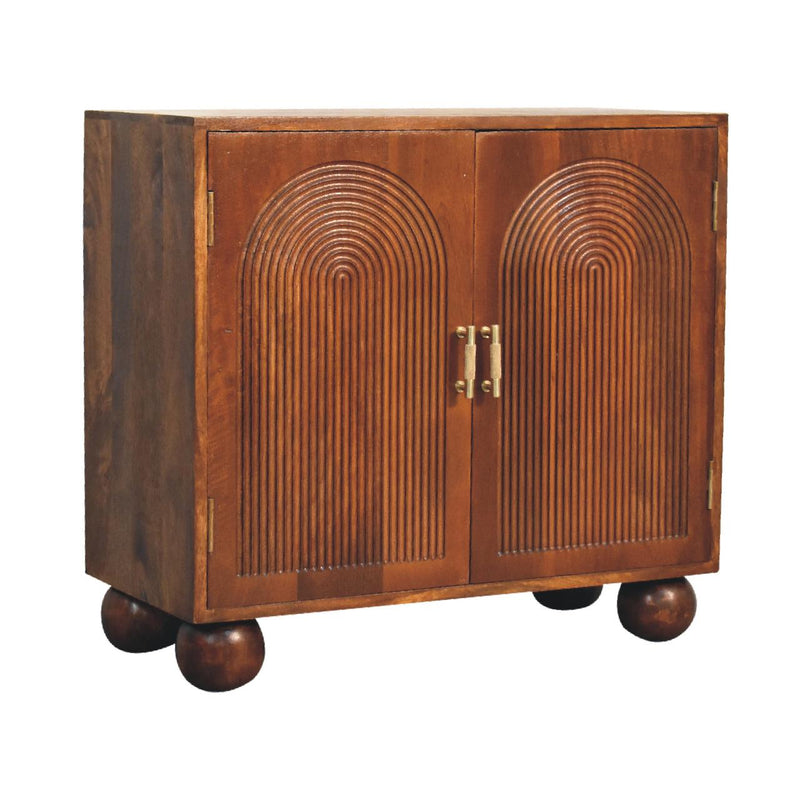 Chestnut Carved Ball Cabinet Artisan