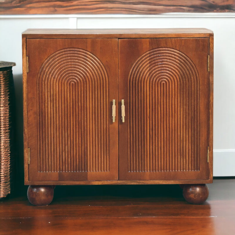 Chestnut Carved Ball Cabinet Artisan