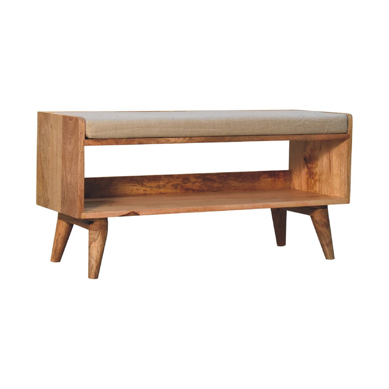 Oak-ish Nordic Storage Bench With Mud Linen Artisan