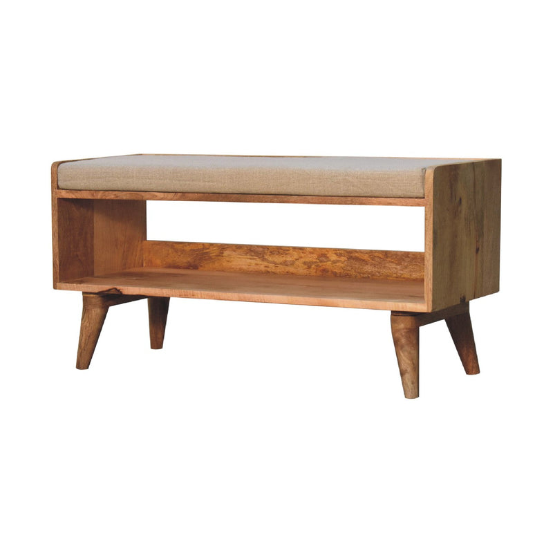 Oak-ish Nordic Storage Bench With Mud Linen Artisan