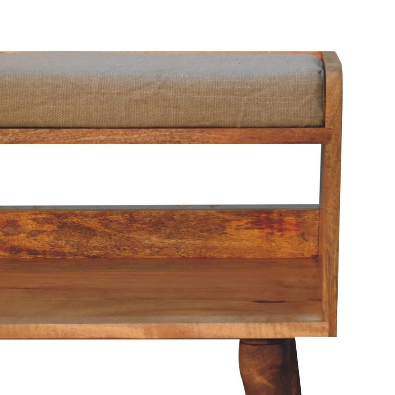 Oak-ish Nordic Storage Bench With Mud Linen Artisan