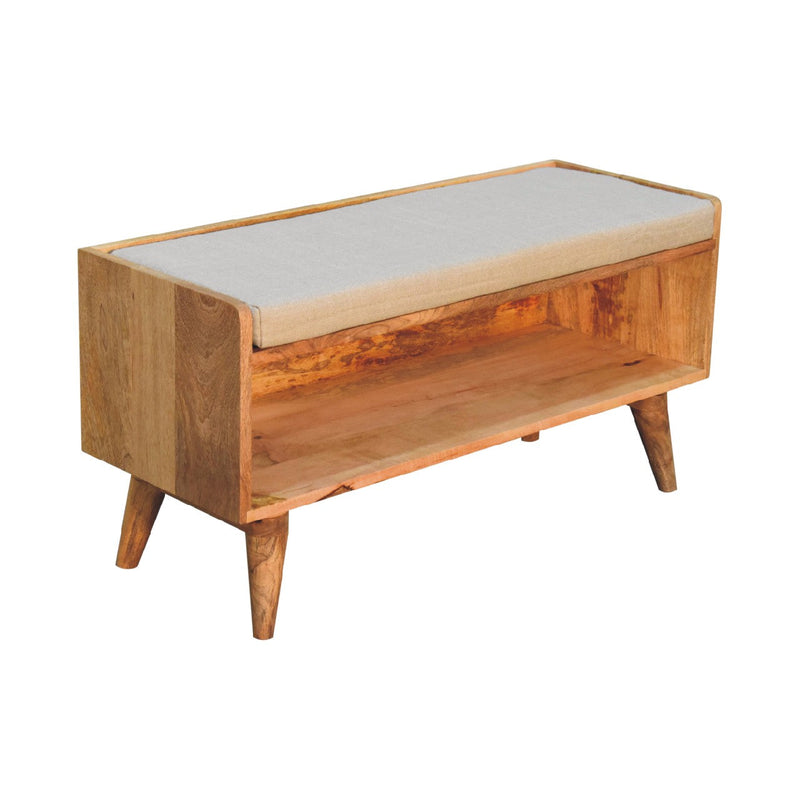 Oak-ish Nordic Storage Bench With Mud Linen Artisan