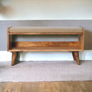 Oak-ish Nordic Storage Bench With Mud Linen Artisan