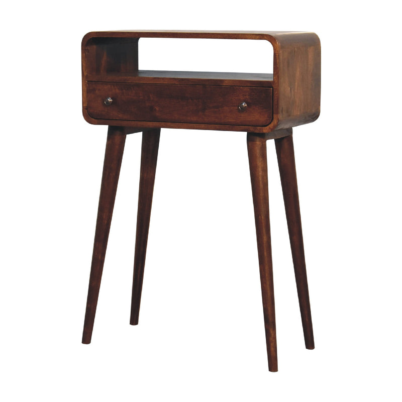Chestnut Nordic Style One Drawer & One Open Slot Console Table Artisan