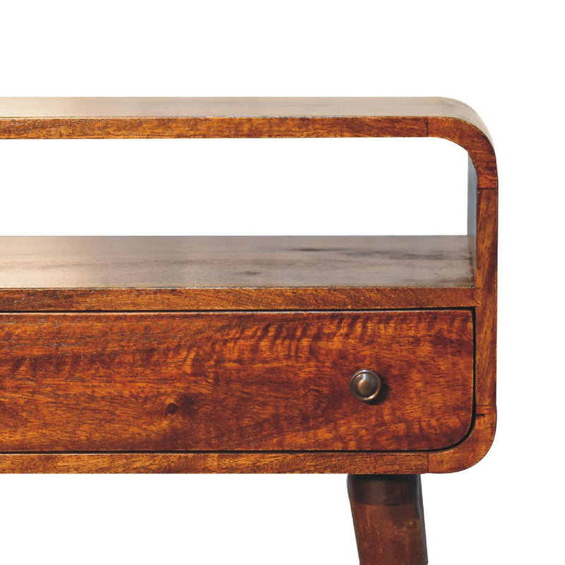 Chestnut Nordic Style One Drawer & One Open Slot Console Table Artisan