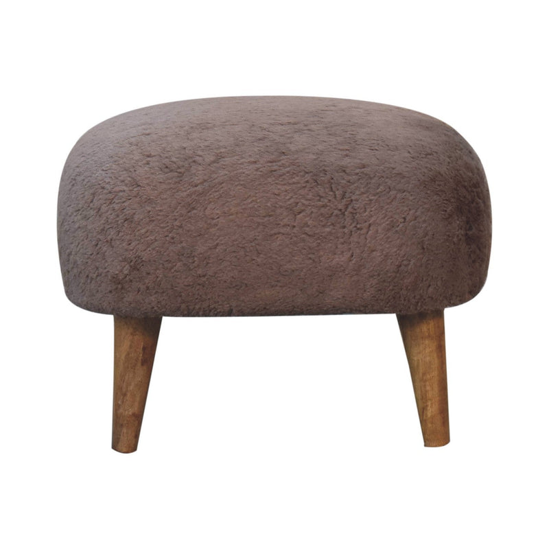 Mocha Faux Fur Square Stool Artisan