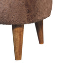Mocha Faux Fur Square Stool Artisan