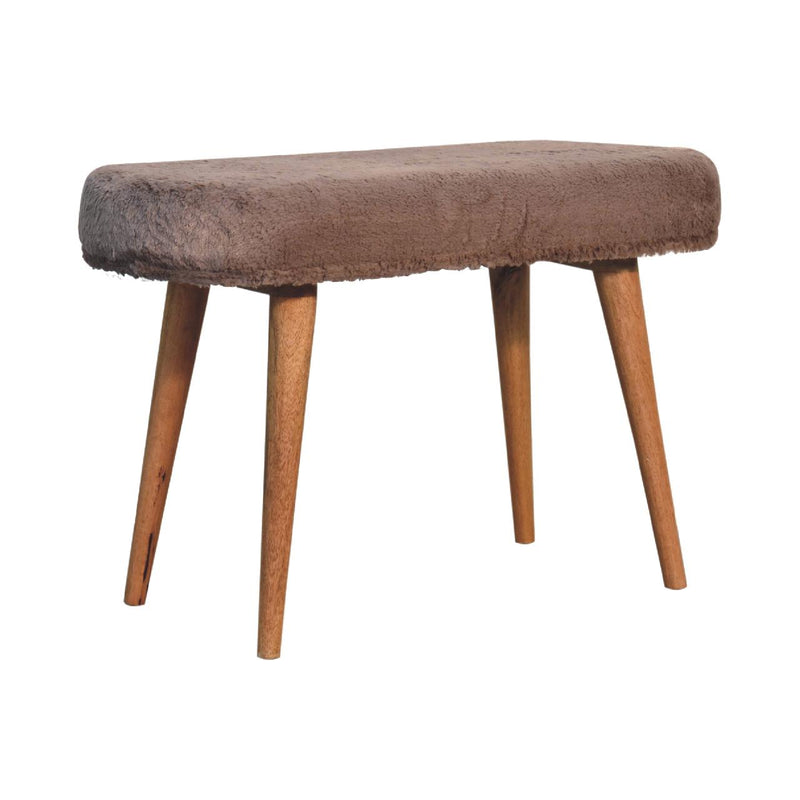 Mocha Faux Fur Fabric Bench Artisan