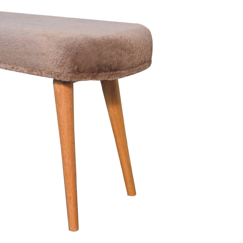 Mocha Faux Fur Fabric Bench Artisan
