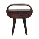 Light Walnut Circular nightstand with Open Slot Artisan