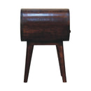 Light Walnut Circular nightstand with Open Slot Artisan
