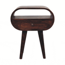 Light Walnut Circular nightstand with Open Slot Artisan