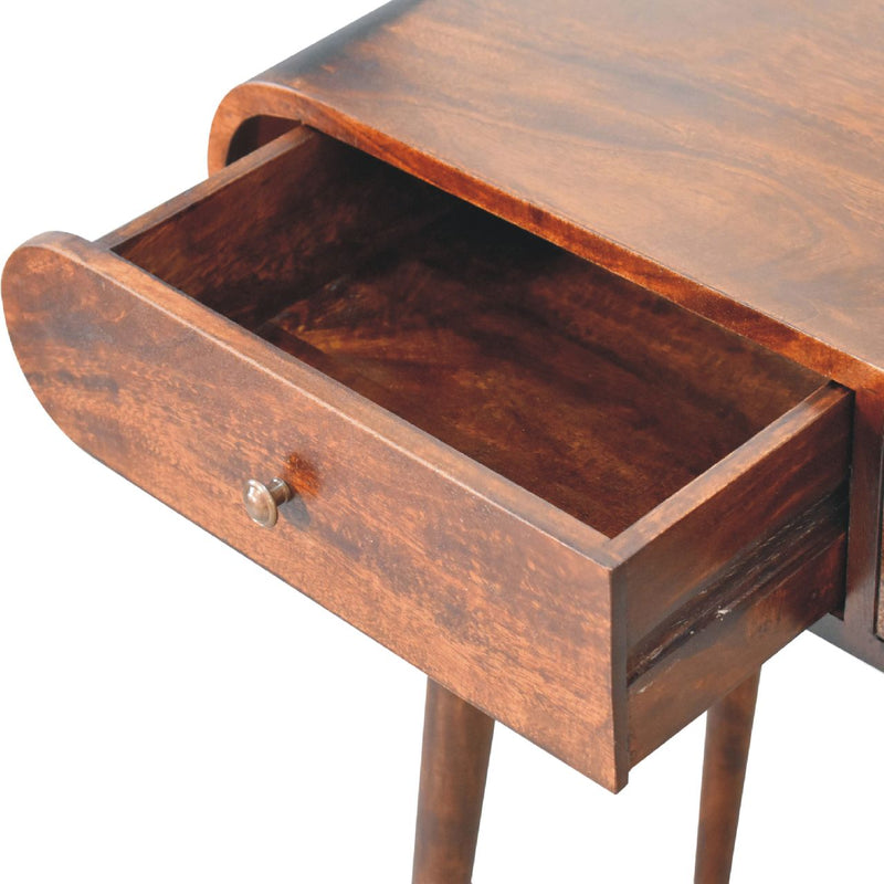 Light Walnut Curved Edge Console Table Artisan