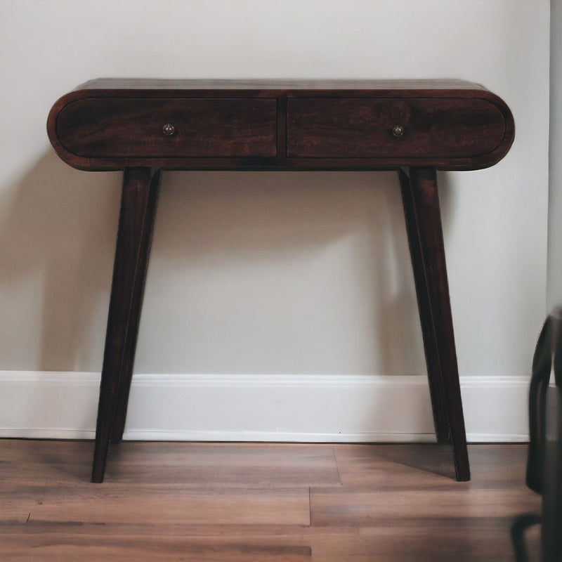Light Walnut Curved Edge Console Table Artisan