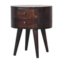 Light Walnut Rounded nightstand Table Artisan