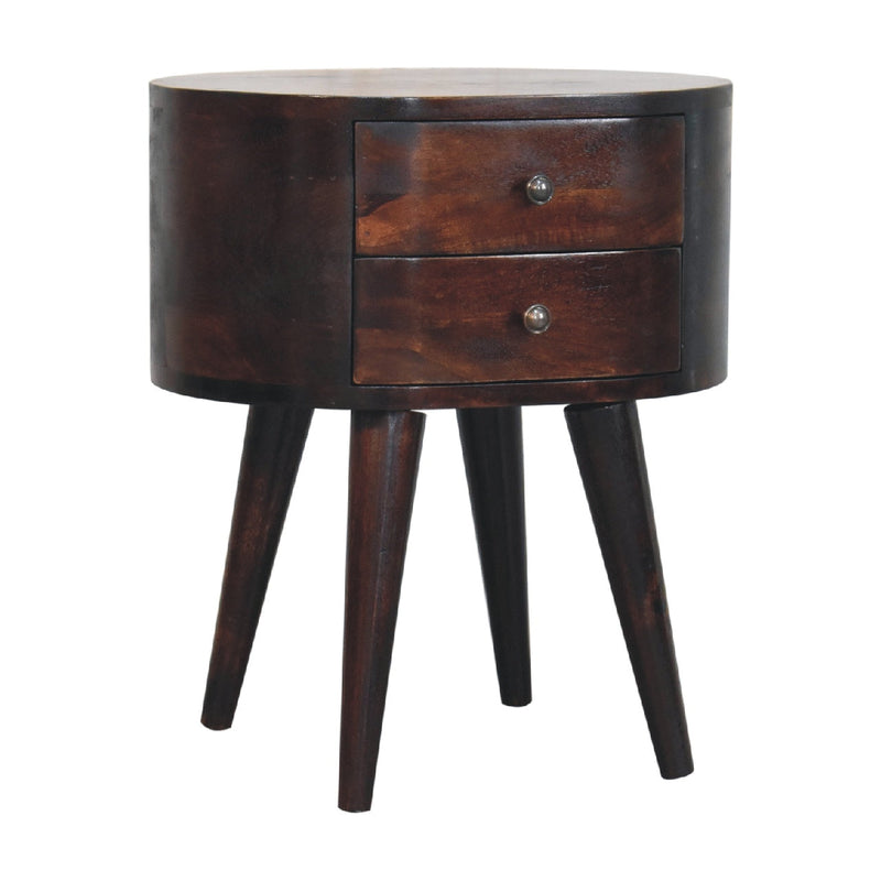 Light Walnut Rounded nightstand Table Artisan
