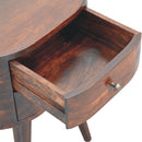 Light Walnut Rounded nightstand Table Artisan