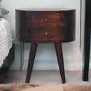 Light Walnut Rounded nightstand Table Artisan