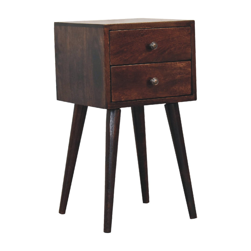 Mini 2 Drawer Light Walnut Nightstand Artisan