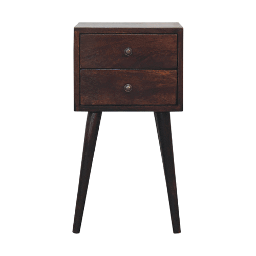 Mini 2 Drawer Light Walnut Nightstand Artisan