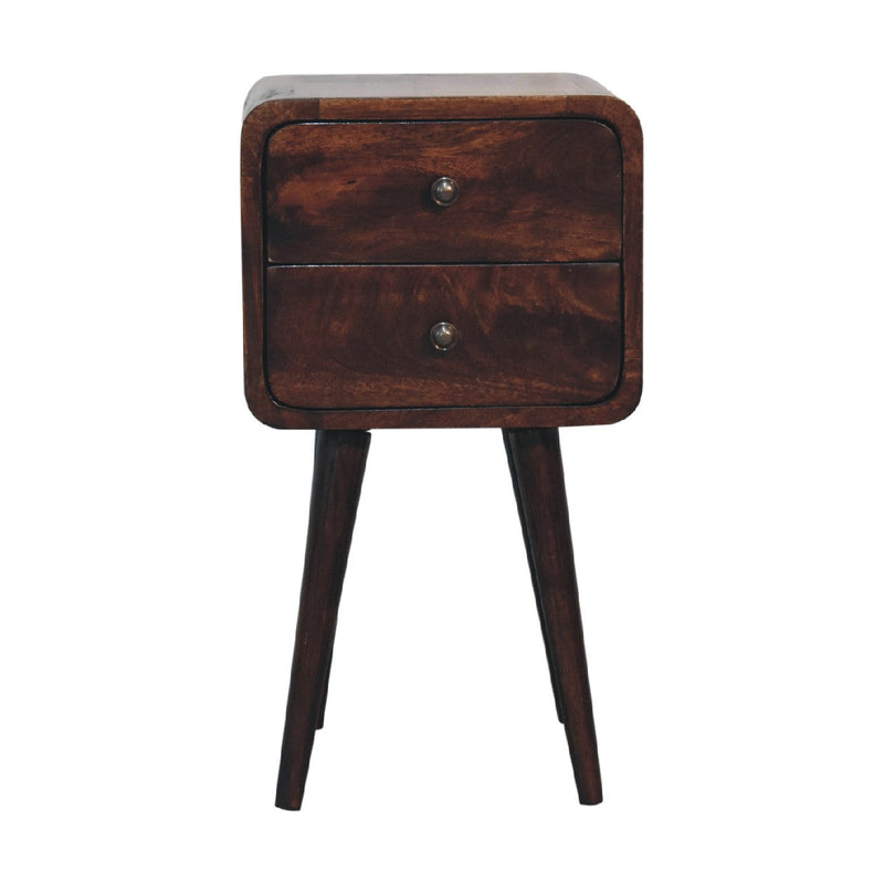 Mini Light Walnut Curved nightstand Artisan
