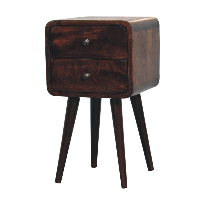 Mini Light Walnut Curved nightstand Artisan