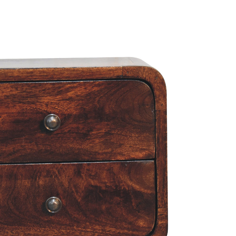 Mini Light Walnut Curved nightstand Artisan