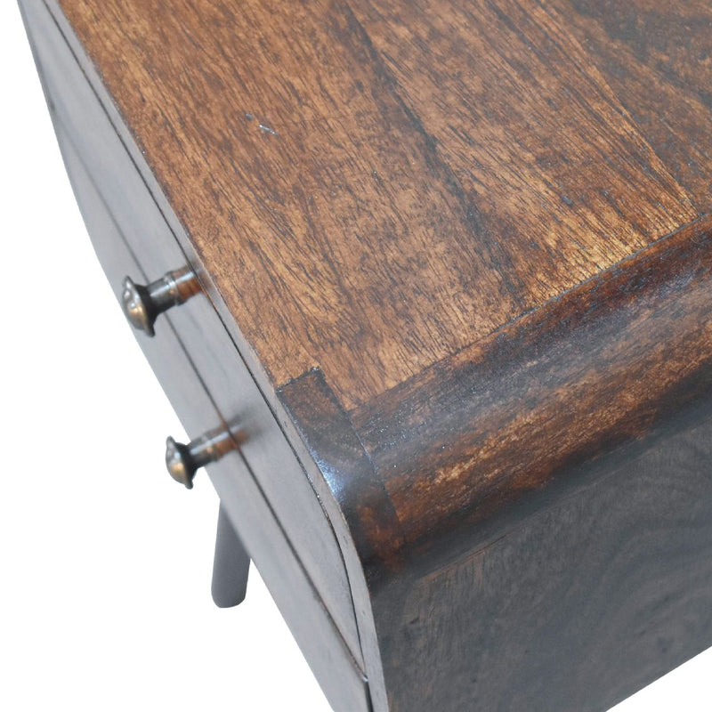 Mini Light Walnut Curved nightstand Artisan