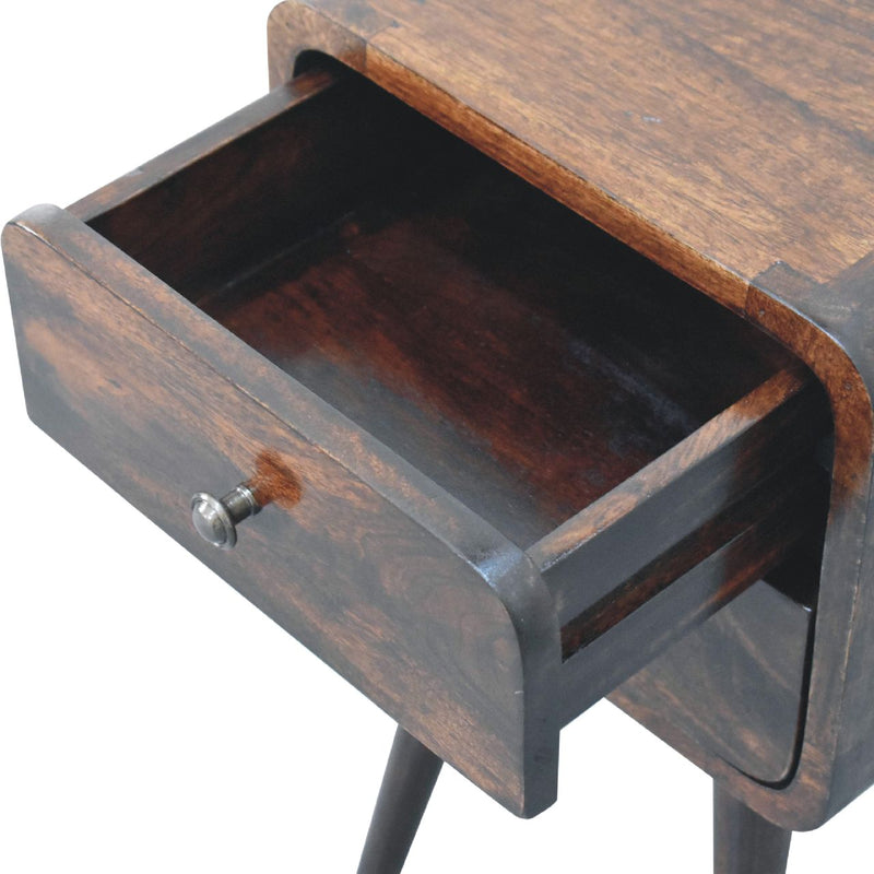 Mini Light Walnut Curved nightstand Artisan