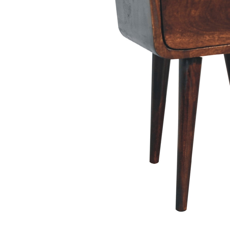 Mini Light Walnut Curved nightstand Artisan