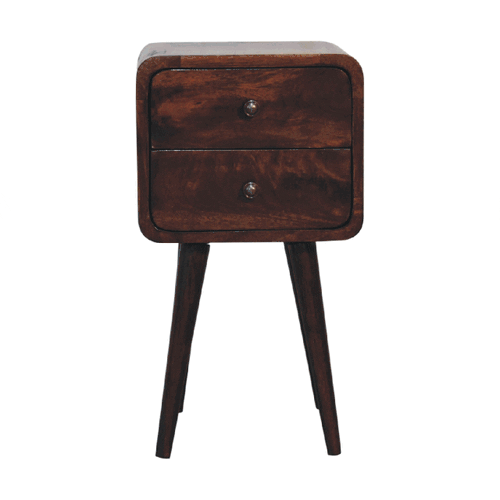 Mini Light Walnut Curved nightstand Artisan