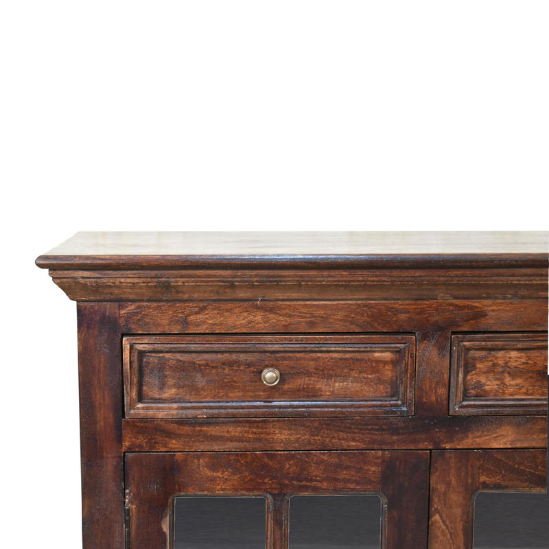 Light Walnut Cabinet with Glazed Doors Artisan