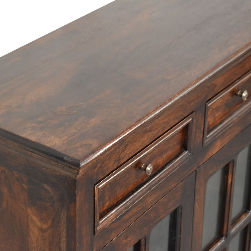 Light Walnut Cabinet with Glazed Doors Artisan