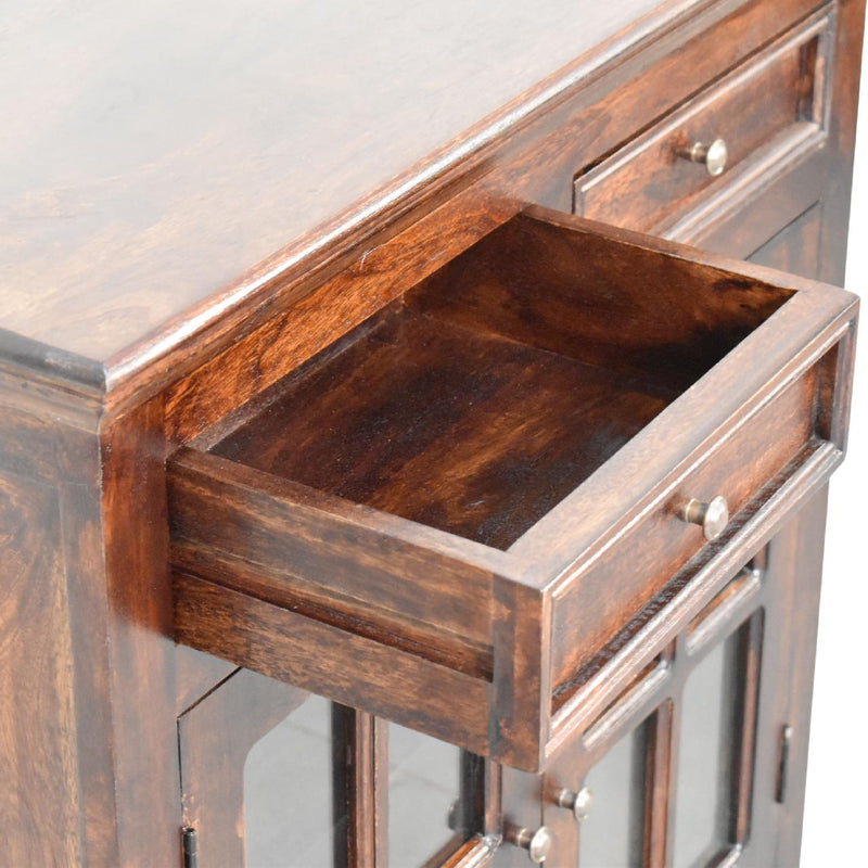 Light Walnut Cabinet with Glazed Doors Artisan