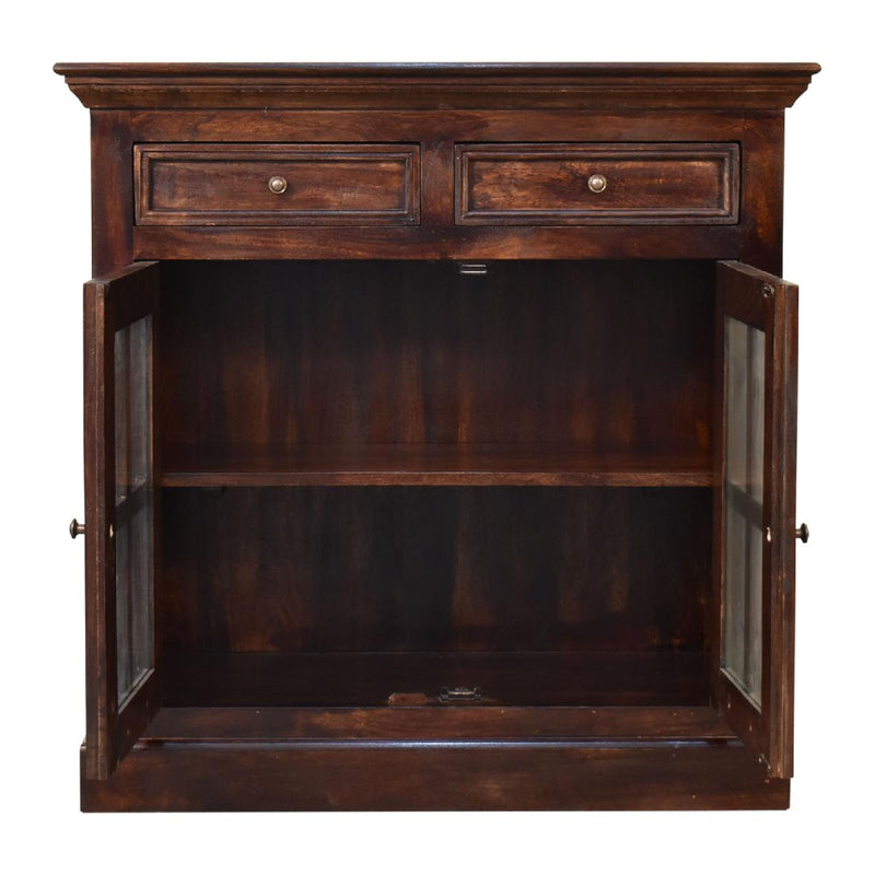 Light Walnut Cabinet with Glazed Doors Artisan