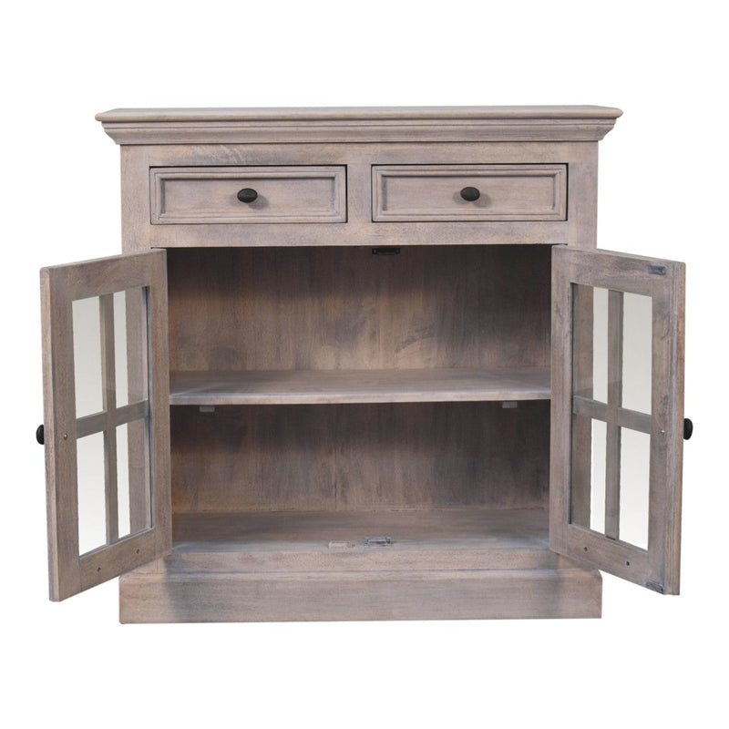 Stone Finish Cabinet with Glazed Doors Artisan