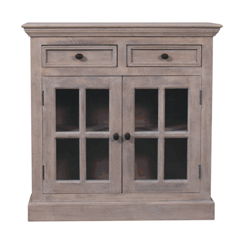 Stone Finish Cabinet with Glazed Doors Artisan