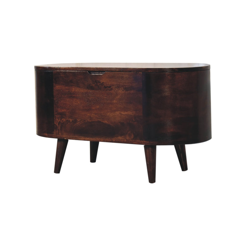 Light Walnut Rounded Lid-up Blanket Box Artisan