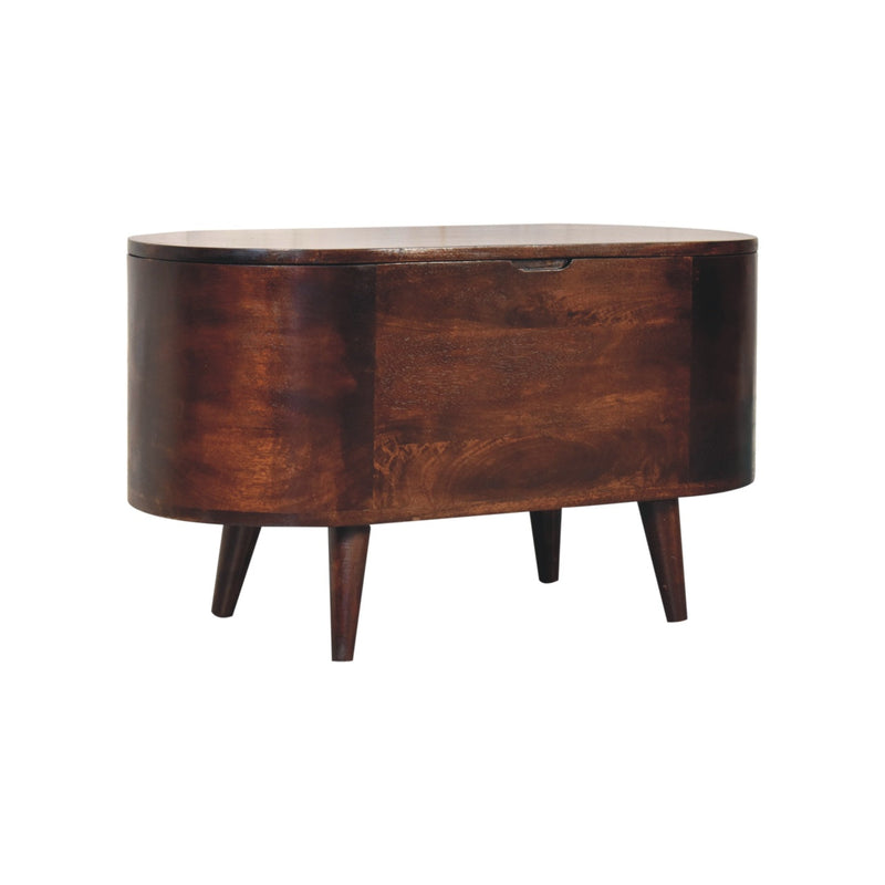 Light Walnut Rounded Lid-up Blanket Box Artisan